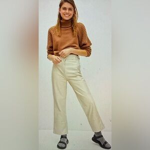 Anthropologie Cream Real Leather Western pants. Isabel Marant Style. Free People